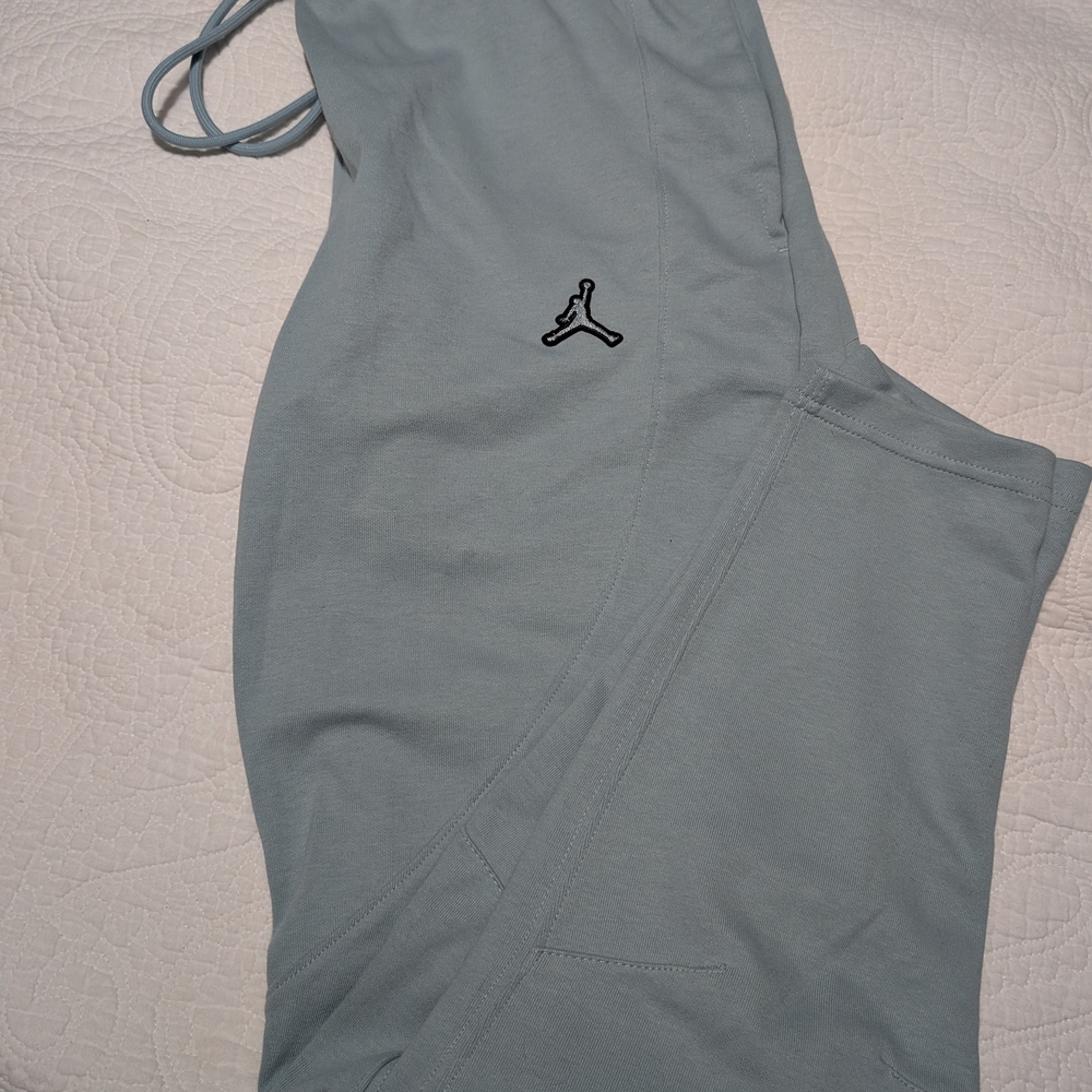 Jordan Light Gray Joggers with Red Logo